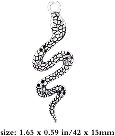JKJF 20 Pcs Alloy Snake Charms Antique Silver Snake Shape Pendants for DIY Jewelry Craft Making - Image 2