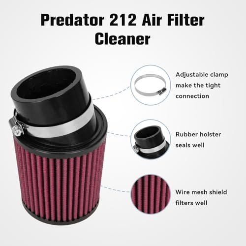 FVRITO Upgraded Air Filter Adapter Kit for Predator 212cc 196cc Coleman CT200U BT200X KT196 6.5Hp Clone Engine Mini Bike Go Kart Performance Parts Red - Thumbnail 4