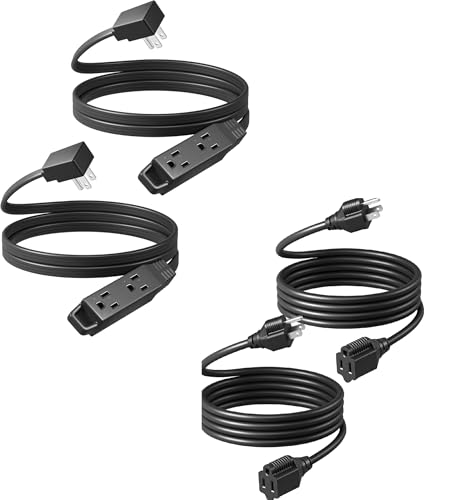DEWENWILS&EDISHINE DEWENWILS Outdoor Extension Cord 6ft and 6FT Flat Plug Extension Cord Indoor