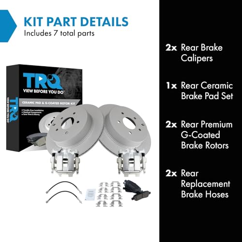 Image of TRQ Rear Brake Pad and Rotor Set Ceramic Coated Rotors Calipers Compatible with 2012-2013 Infiniti M35h 2011-2013 M37 M56 2014-2018 Q50 2017-2018 Q60 Q70 2016-2018 Q70L
