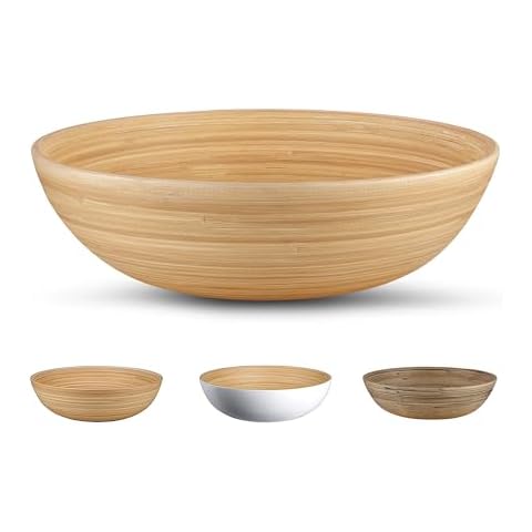 LEXA Bamboo Salad Bowl 12 Inch - Large and Eco-friendly Cover