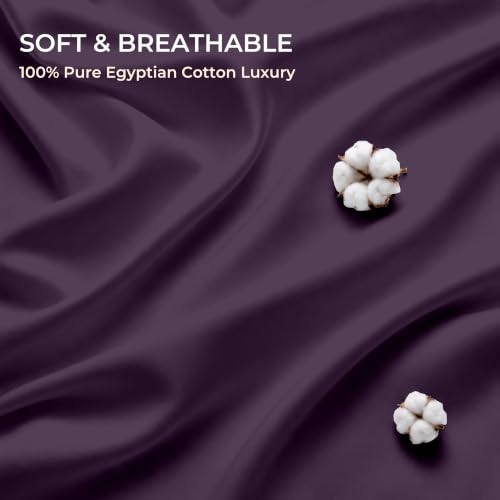 Kotton Culture Bed Sheets 4 Piece 100% Egyptian Cotton 600 Thread Count Soft Crisp Cooling Cotton Luxury Hotel Sheets Thick with 16" Inch Deep Pocket Snug Fit Sateen Weave(Plum,Queen) by Kotton Culture - Used condition - Image 4