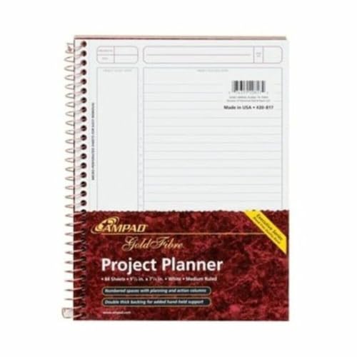 Ampad Gold Fibre Designer Project Planner Size 9-1/2 x 7-1/4 Asst Covers 84 Sheets per Notebook (20-817) White