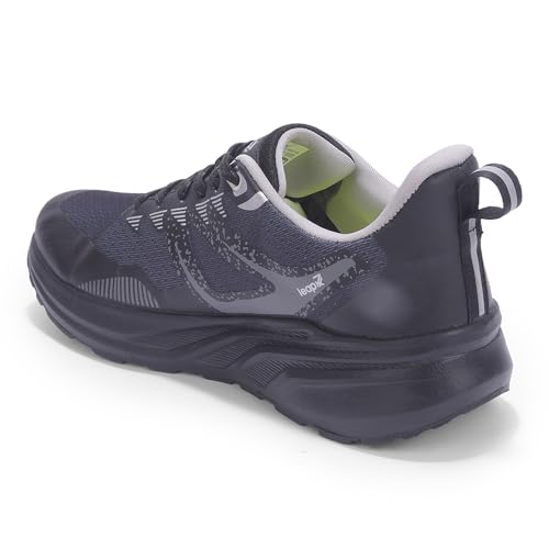Image of Liberty LEAP7X ROYALESTPE Walking Shoes for Men - Black & Olive Green Lace-Up Sneakers | Memory Foam Cushioned Insole, Lightweight Knit-Mesh Shoes for Daily Walking, Fitness Walks, College & Travel