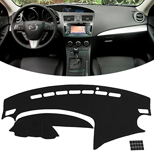 KEYOOG - KEYOOG Dashboard Cover Dash Mat Fit for 2013-2010 Ma-zda 3 (for Left Hand Drive),Car Dash Board Mat Anti-Glare Carpet,Non-Slip Pad Sunshield Protector (Black)
