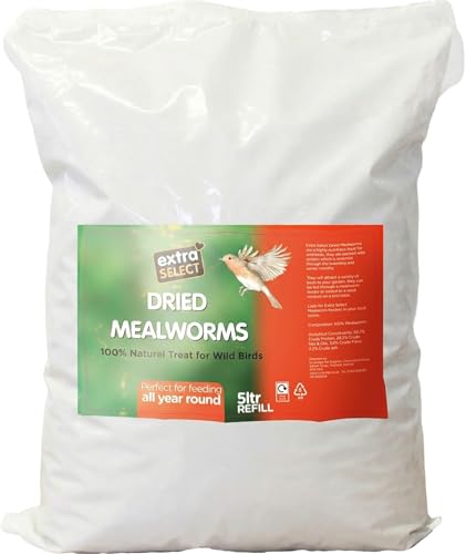 Extra Select Dried Mealworms for Wild Birds: Protein Rich Wild Bird Food for Robins to Swans - Meal Worms for Garden Birds - 800 gm Bag