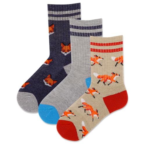 Hot Sox Kids Fox Stripe Crew Sock 1 Pair Pack Multi-Colored S/M
