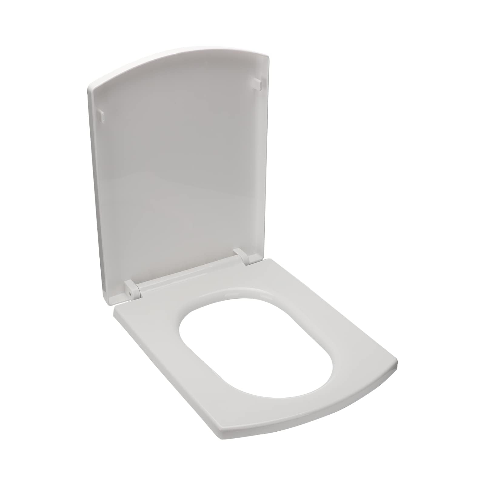 Dryfal White Square Toilet Seat Soft Close, Toilet Seat With Quick Release Easy Clean, Simple Top Fixing, Adjustable Hinge Rectangular Toilet Seat,34.5×43Cm
