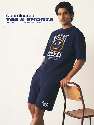 Image of Fflirtygo Men Graphic Print Cotton T-Shirt & Short Set for Men /Boys