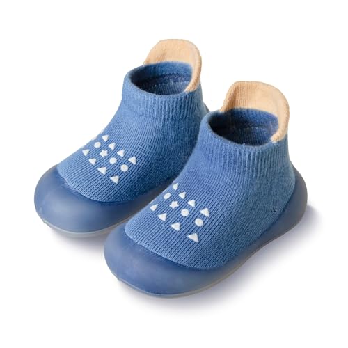 Image of Eocom Baby Sock Shoes Toddler Cartoon Rubber Sole Non-Skid Indoor Floor Slipper for Infant Boys Girls First Walking