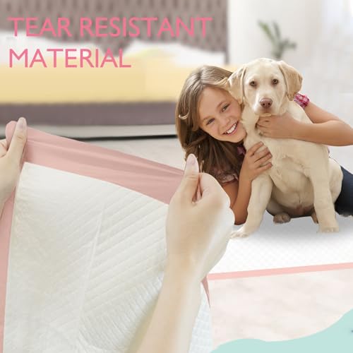 Image of Ultra Absorbent Thicker Dog Pee Pads Extra Large XL 28 inchx36 inch Leak-Proof Odor-Control Pink Puppy Training Pads Full Edge-Wrapping Pad for Dogs Dogs, Puppies, Doggie, Cats, Rabbits - 40 Ct