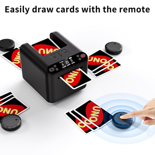 Image of Automatic Card Dealer Machine for 1-3 Decks, Random Dealing Built-in(No Shuffle Needed), Rechargeable, Remote Card Calling, Supports Up to 12 Players, Preset Games for Poker, UNO, Blackjack & More