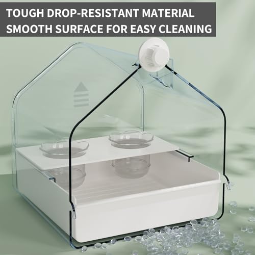 Image of Hanging Bird Bath for Cage, 3-in-1 Multifunctional Bathtub -Bath, Feeder & House for Small to Medium Lovebirds, Finches, Parakeets - Essential Bird Cage Accessory (White)