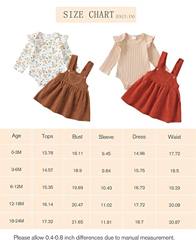 Image of Newborn Baby Girl Clothes Toddler Long Sleeve Ruffle Romper Top Infant Skirt Set Little Girl Overall Dress