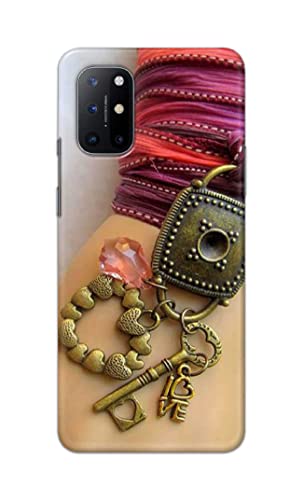 Image of Girl Hand with Keychain Hard Back Case Cover for OnePlus 8T Back Cover -(J5) VNS2228