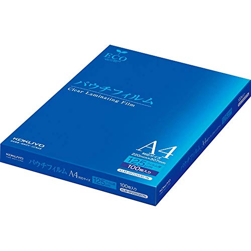 コクヨ ラミネートフィルム パウチフィルム 125ミクロン A4 100枚 KLM-SF220307N