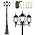 PARTPHONER Outdoor Lamp Post Light with GFCI Outlet, 3-Head Classic Black Light Pole with Glass Panels (3 LED Bulbs Included), Aluminum Waterproof Outside Street Light for Backyard Garden Driveway