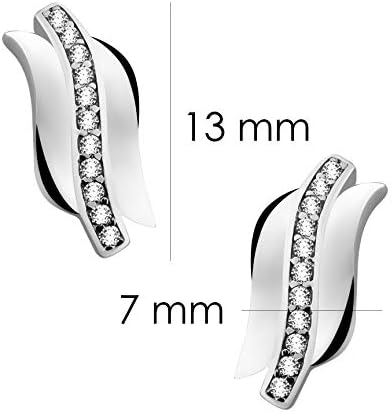 SOFIA MILANI - Women's Earrings 925 Silver - with Zirconia Stones - Wave Spiral Stud Earrings - 20492