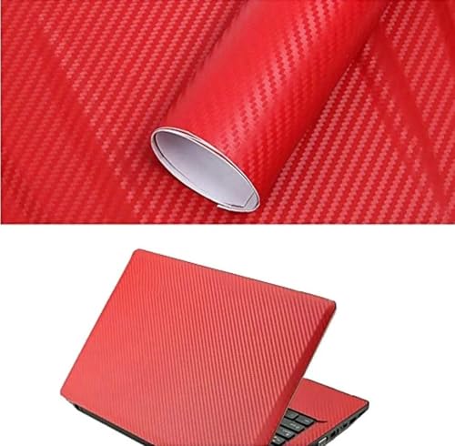Image of WISDOM 3D Red Carbon Fiber Wrap Adhesive Sheet Roll Sticker Tape for Cars Auto and Motorcycle DIY, Decoration Crafts (24 inch x 50)