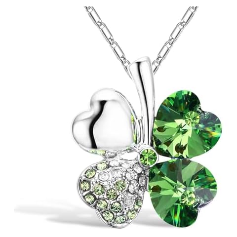 Mecool Four-Leaf Clover Heart Necklace with Crystals Cover
