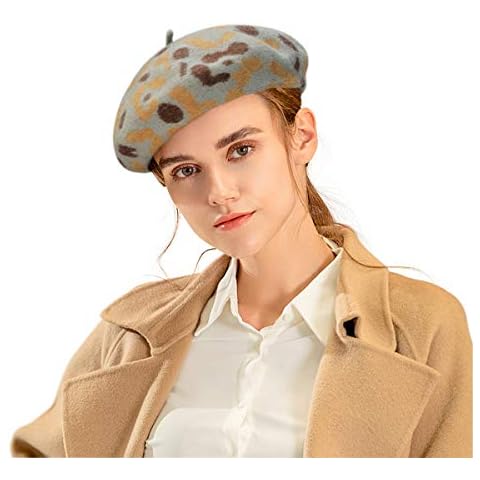 DEBAIJIA Women Wool Beret Hat Lady Beret Cap Double Layers Female Cap Classic Beanie Vintage Octagonal Hat Warm Artist Spring Autumn Winter Gray Camel Cover
