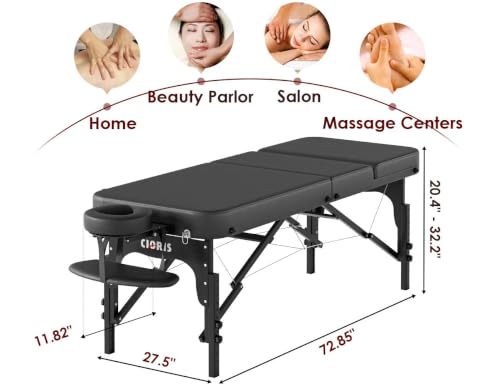 Image of CLORIS 84 inch Professional Massage Table 3 Section Portable Hold Up to 1100LBS