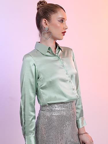 Image of KETCH Women Polyester Regular Fit Solid Full Sleeve Shirt