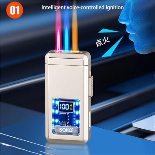 Encendedor de butano recargable que soluciona el viento con su potente llama ajustable de metal 3