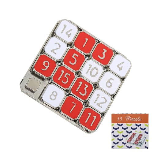 Metal Number Slide 15 Puzzle Red and White Number Sliding
