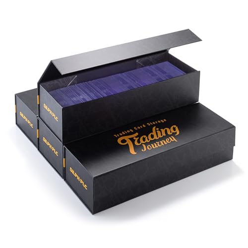 Silph PLC Trading Card Storage Box-[4 Pack], Baseball Hobby Card Holder Case with Magnet for Sports Cards, Top Loader Storage Box Cases with Labels for 800 Cards, 200 Top Loaders