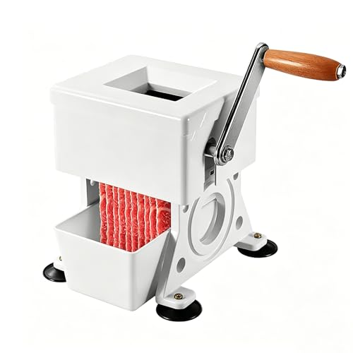 Trituradora de carne con manivela, grosor de rebanada ajustable de 1,5 a 10 mm, perfecta para carniceros y uso doméstico, eficiente trituración manual para comidas deliciosas