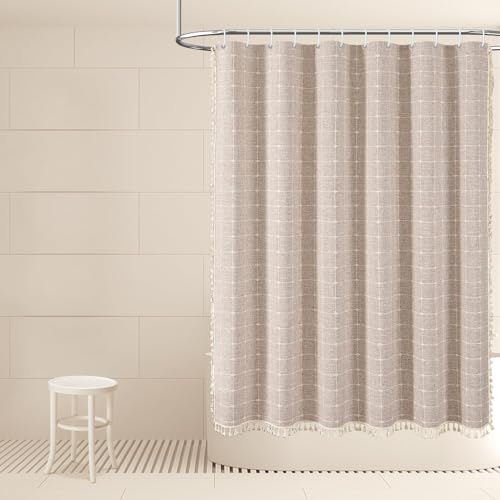 Rideau de douche lavable et résistant à l'eau marron 180x200 - 7