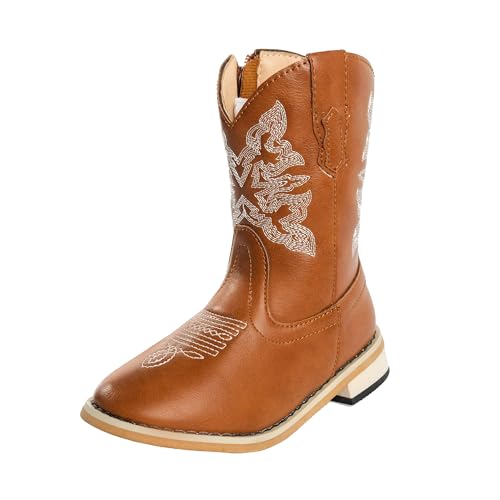 NORTY Unisex Little Kid Cowboy Boots for Girls and Boys - Stylish Faux Leather Cowboy Boots