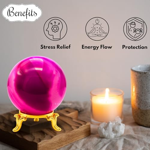 Image of Certified Pink Onyx Crystal Ball for Meditation - Premium Crystal Vastu Items for Home and Feng Shui Items for Good Luck - Ideal for Pooja Supplies and Spiritual Practices (1.5 inch Inch)
