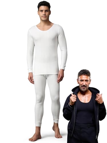 Image of Wearslim Men's Cotton Quilted Winter Lightweight Thermal Underwear for Men Long Johns Set with Fleece Lined Soft Tailored Fit Warmer