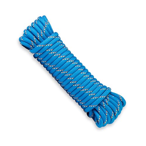 SNURO Polypropylenseil (12mm, 20M, blau mit gelb und rot) - Sehr Dickes leichtes, geflochtenes Seile für den Außenbereich, zum Überleben und für den Garten - Nicht zum Klettern! - Bruchlast 1837kg