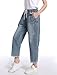 Lavnis Women's Cropped Jeans Cotton Loose Denim Pants Casual Elastic Waist Ripped Jean Joggers Blue 5 2XL