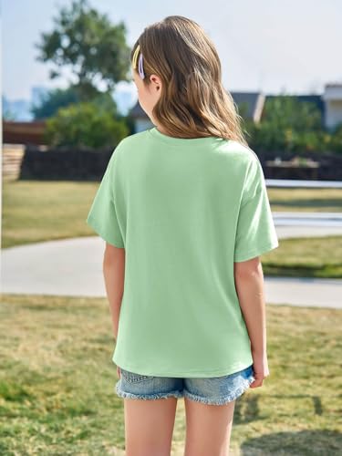 Image of Haloumoning Girls Short Sleeve T-Shirts | Kids, Summer,Girls shirts,Oversized t shirts,Girls T-Shirts,Oversized Tops, Casual Crewneck, Basic Tees 5-14Y