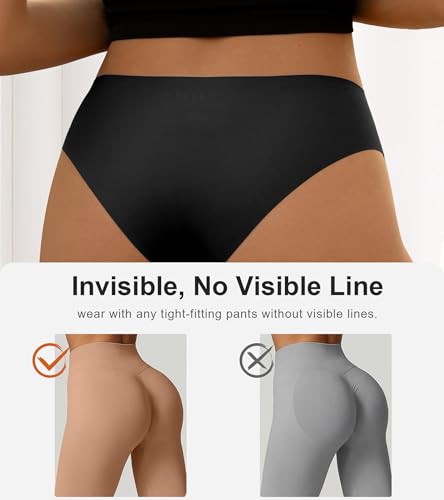Image of DEANGELMON Seamless Underwear for Women No Show Bikini Panties Comfortable Stretch Invisible Ladies Hipster Briefs