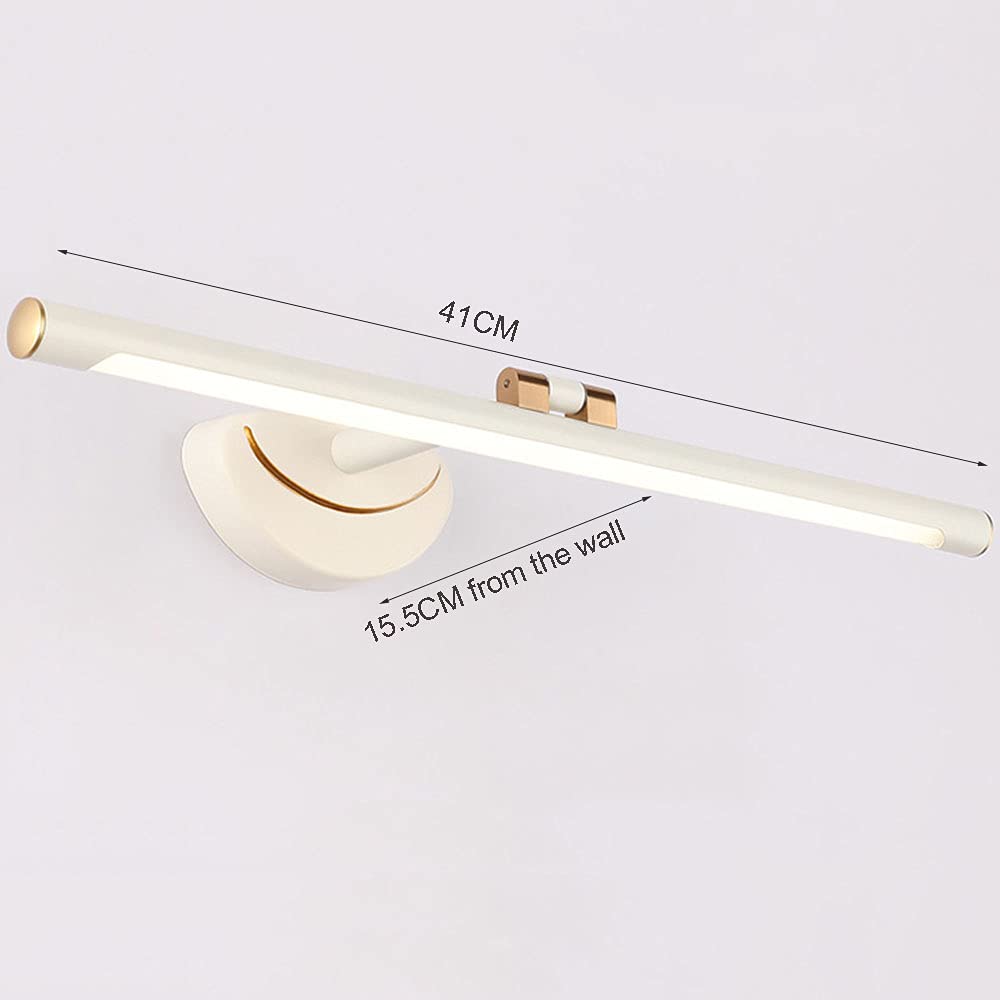 LED 180°Einstellbar Spiegellampe Weiß Runde Röhre Spiegelleuchte Spiegel Frontlicht Badezimmer Wasserdicht Toilette Badezimmer Spiegellicht IP44 Dekoration Wandleuchte L61CM 14W,41cm warm light