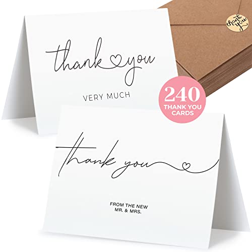 Durabasics 240 Thank You Cards with Envelopes & Stickers, Premium...