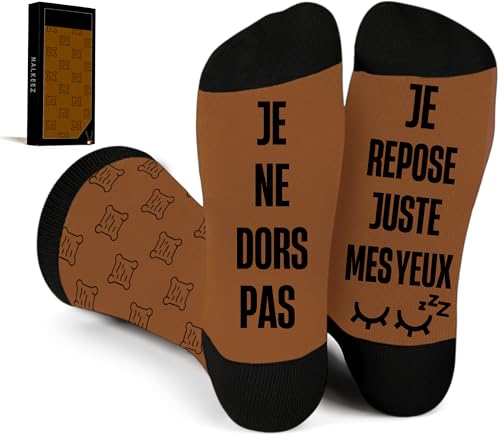 NALKEEZ Chaussettes Humour Homme - Cadeau Original Noël, Anniversaire, Papa - Idée Cadeaux Drôle 50, 60, 70, 80 Ans - Personnalisé Rigolo Utile 43/46