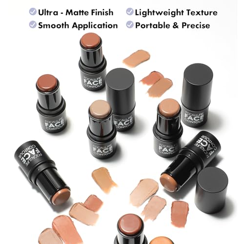 FOCALLURE Cream Contour Stick, Matte Bronzer Stick, Professional Face Shaping & Contouring Stick Makeup, Easy to Apply with Buildable Coverage, Long Lasting & Sweatproof, TORTILLA