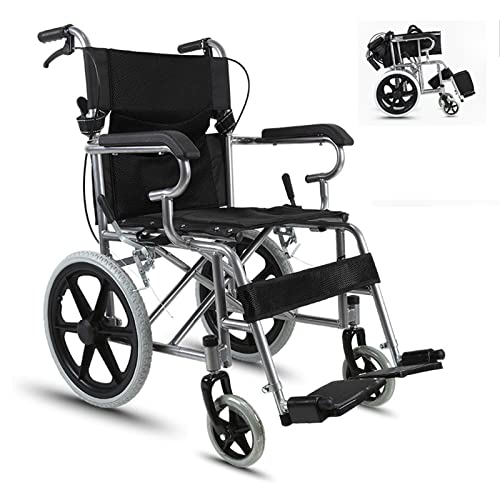 GASLIKE Ultraleicht Rollstuhl Faltbar Leicht Reiserollstuhl, Transportrollstühle mit Steckachsensystem, Faltbarer Rollstuhl für die Wohnung, Sitzbreite 44 cm,Schwarz Cover