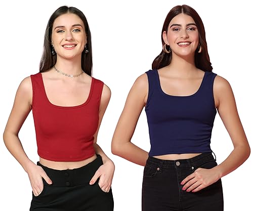 Image of TOPLOT Women's Solid Ribbed Round Neck Sleeveless Slim Fit Tank Top (5069)