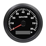 85MM Boat RPM Tachometer Gauge 8000RPM Marine Tachometers 0-8000 RPM Tacometro Meter Automotive Replacement Tachometer for Auto Truck Car Tachometer Gauge 7 Colors Backlight LED Display 9-32V 3-3/8'