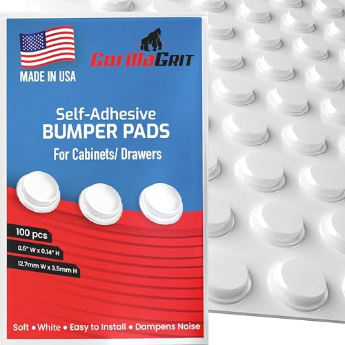 Comparison: Best Whites For Cabinets 9 100 Pack White Cabinet Door Bumpers - 1/2” Diameter White Adhesive Pads for Drawers, Glass Tops, Cutting Boards, Picture Frames, Small Furniture