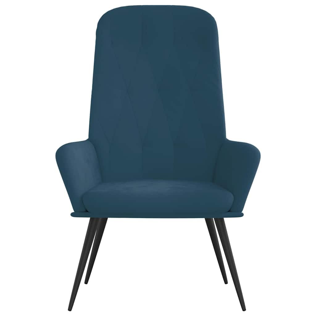 Poltrona relax blu in velluto imbottita con struttura in metallo robusta, seduta ergonomica 70x77x98 cm, braccioli comodi, ideale per soggiorno, ufficio, camera e momenti di riposo