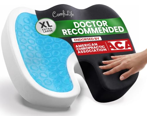 Image of ComfiLife Extra Large Gel & Memory Foam Seat Cushion - Doctor Recommended Office Chair Cushion, Car Seat Cushion - Back & Sciatica Pain Relief - Wide Seat Cushion for Big & Tall (Black)