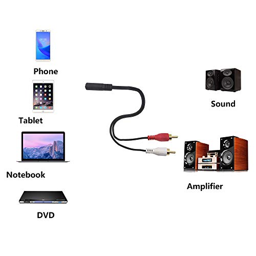 Cerrxian 0.2M Gold 3.5Mm Female Stereo Jack To 2 Rca Plug Aux Auxiliary Headphone Adapter Audio Y Cable(Black)(2-Pack) #TOP5